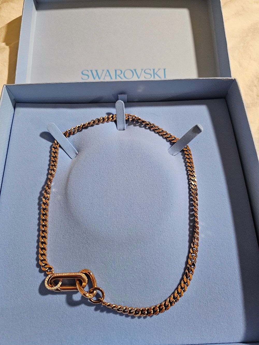 Swarovski Rose Gold Chain Necklace with Crystal-Accented Clasp - Picture 1 of 2